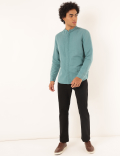 Linen Mix Plain Mandarin Collar Shirt