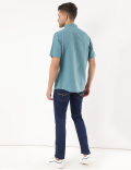 Linen Mix Plain Spread Collar Shirt