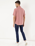 Linen Mix Plain Spread Collar Shirt