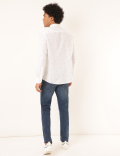 Linen Mix Printed Spread Collar Shirt