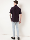 Linen Mix Striped Spread Collar Shirt
