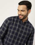 Pure Cotton Check Collared Shirt