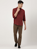 Linen Mix Plain Spread Collar Shirt