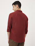 Linen Mix Plain Spread Collar Shirt