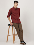 Linen Mix Plain Spread Collar Shirt