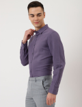 Linen Mix Plain Spread Collar Shirt