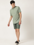 Pure Cotton Plain Spread Collar Shirt