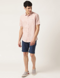 Pure Cotton Plain Spread Collar Shirt