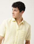Pure Cotton Plain Spread Collar Shirt