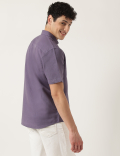 Pure Cotton Plain Spread Collar Shirt