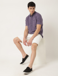 Pure Cotton Plain Spread Collar Shirt