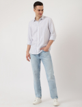 Cotton Mix Striped Classic Collar Shirt