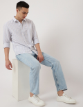 Cotton Mix Striped Classic Collar Shirt