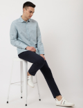Cotton Mix Stripes Spread Collar Shirt