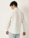 Cotton Mix Stripes Spread Collar Shirt