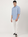 Cotton Mix Checked Spread Collar Shirt