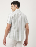 Pure Cotton Striped Spread Collar Shirt