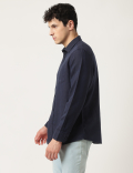 Linen Mix Plain Classic Collar Shirt