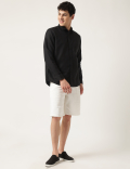 Linen Mix Plain Classic Collar Shirt