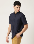 Linen Mix Plain Classic Collar Shirt