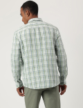 Relaxed Fit Cotton Flax Blend Checked Shirt