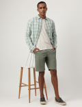 Relaxed Fit Cotton Flax Blend Checked Shirt