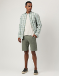 Relaxed Fit Cotton Flax Blend Checked Shirt