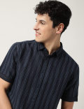 Cotton Mix Striped Classic Collar Shirt