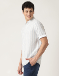 Cotton Mix Striped Classic Collar Shirt