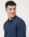 Pure Cotton Striped Spread Collar Shirt