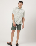 Cotton Mix Striped Spread Collar Shirt