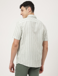 Cotton Mix Striped Spread Collar Shirt