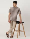 Linen Mix Mandarin Collar Short Kurta