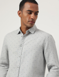 Linen Rich Regular Fit Printed Shirt