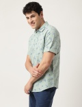 Linen Mix Floral Classic Collar Shirt