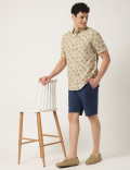 Linen Mix Floral Classic Collar Shirt