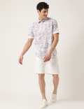 Regular Fit Flax Linen Blend Printed Shirt
