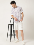 Regular Fit Flax Linen Blend Printed Shirt