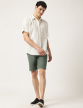 Linen Mix Printed Button Down Collar Shirt