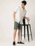 Linen Mix Printed Button Down Collar Shirt