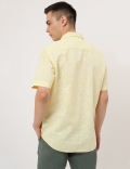 Linen Mix Leaf Button Down Collar Shirt