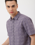 Linen Mix Printed Classic Collar Shirt
