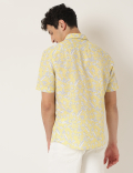 Linen Mix Leaf Classic Collar Shirt
