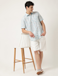 Linen Mix Leaf Classic Collar Shirt