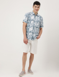 Pure Viscose Printed Spread Collar Shirt