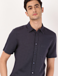 Linen Mix Classis Collar Solid Shirt