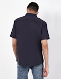 Linen Mix Plain Spread Collar Shirts