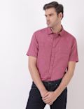Linen Mix Plain Spread Collar Shirts