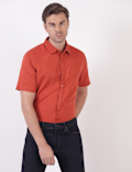 Linen Mix Plain Spread Collar Shirts