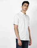 Linen Mix Stripes Spread Collar Shirts